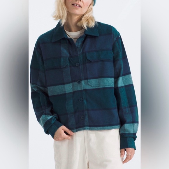 The North Face Color: Algae Blue Macro Plaid Valley Flannel Shirt - Women's